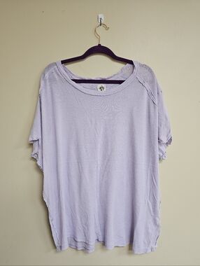 We The Free Flax Linen Cotton Oversized Nova Tee Diffused Orchid Light Purple XL